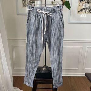 Free People Blue Stripe Taper Pants Tie Waist 4